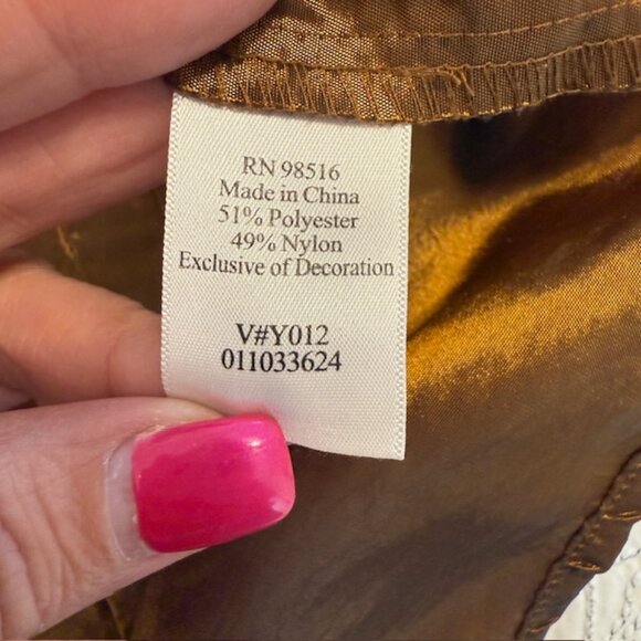 Coldwater Creek XL Shirt Top Brown Copper Beaded Embellished Long Sleeve Button - Picture 4 of 11